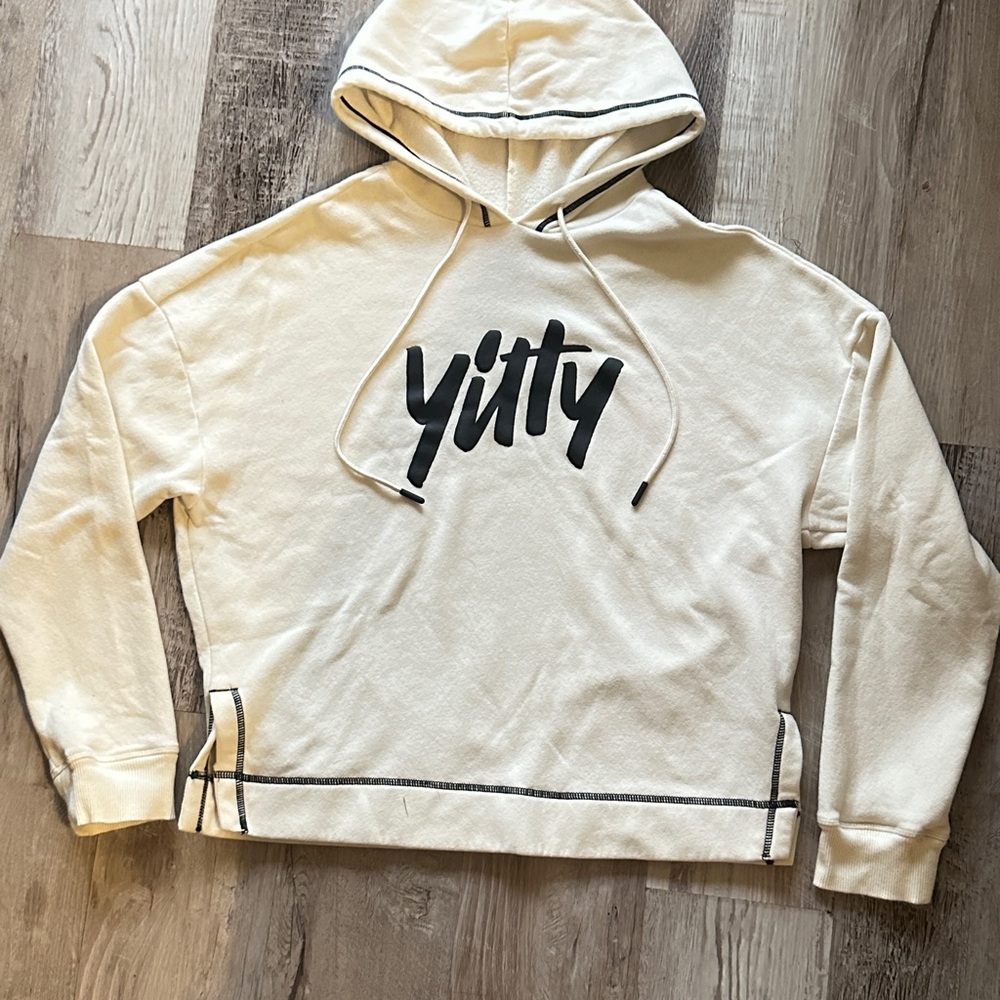 YITTY Cream Hoodie with Black Accents